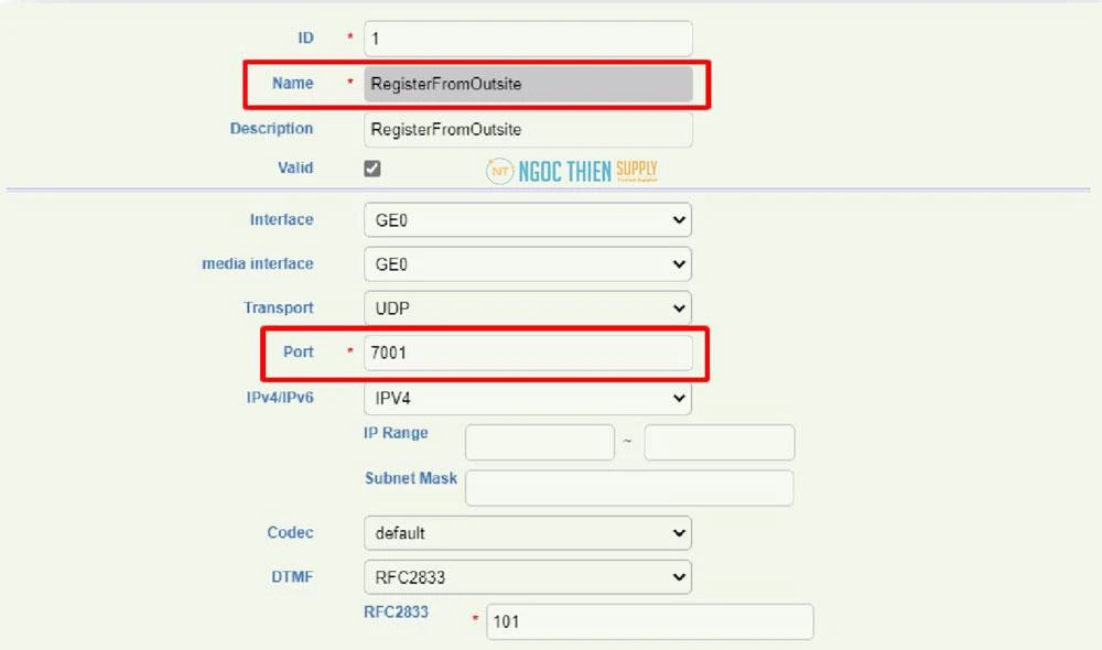 Sau khi xuất hiện bảng add Access Network, ta nhập các thông số sau