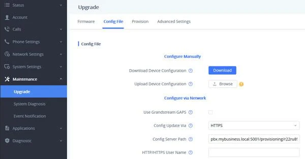 Hướng dẫn nhập URL cấp phép qua Giao diện web Grandstream