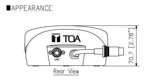 mặt sau Máy chủ tịch kèm Micro cần dài TOA TS-691L-AS