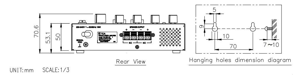 mặt sau và sơ đồ kích thước các lỗ treo của SA-60D- AS