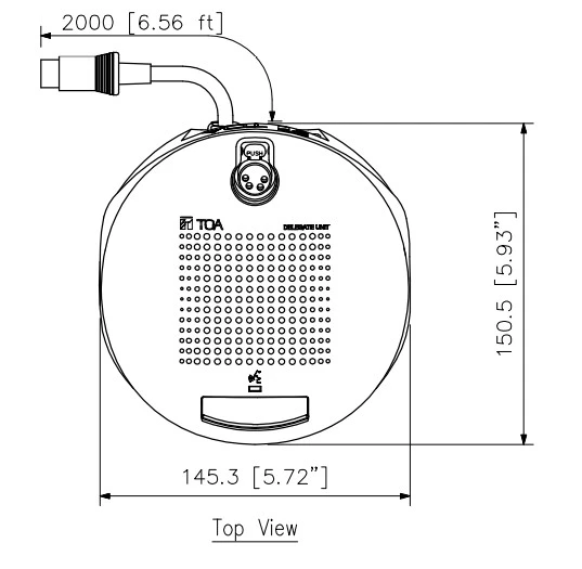 mặt trên Máy đại biểu kèm Micro cần dài TOA TS-692L AS