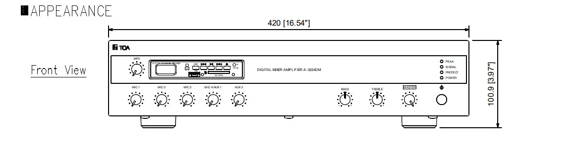 mặt trước Mixer TOA A-3224DM