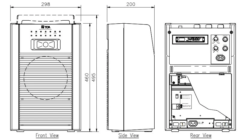 mặt trước, mặt sau và mặt bên của WA-1830MB