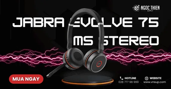 Jabra Evolve 75 MS Stereo – Tai nghe call center cho doanh nghiệp