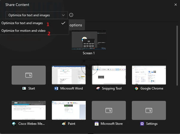 Cách chia sẻ màn hình webex meetings