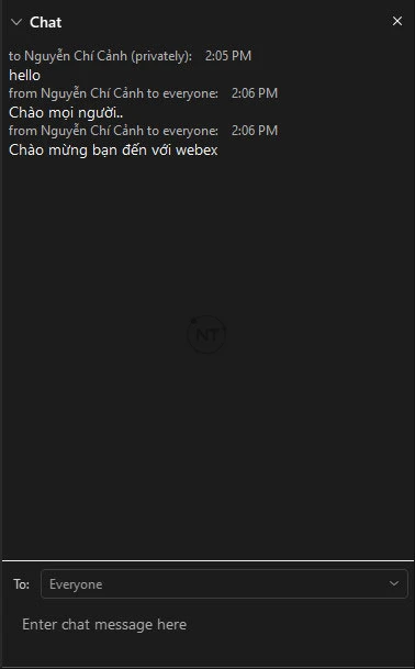Tính năng Chat trong webex meetings