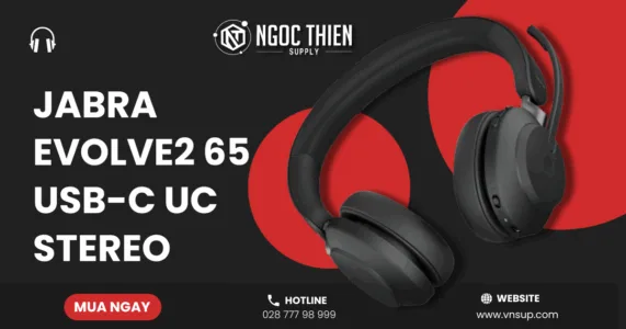 Jabra Evolve2 65 USB-C UC Stereo – Tai nghe call center cho doanh nghiệp