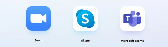 MAXHUB UC W10 tương tác linh hoạt với nhiều phần mềm hội nghị khác nhau. Thiết bị có thể tương thích với Zoom, Microsoft Teams, Skype và nhiều ứng dụng phổ biến khác.