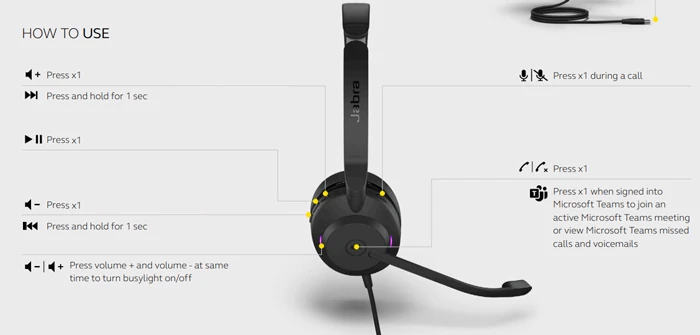 Hướng dẫn sử dụng tai nghe Jabra Evolve2 30 USB-A MS Stereo