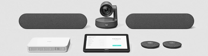 Bằng cách kết nối RoomMate với các Webcam hội nghị như Logitech Rally Plus với khả năng trình chiếu tối đa lên đến hai màn hình HD