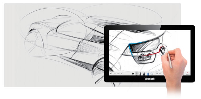Yealink CTP20 trang bị màn hình cảm ứng 13,3 inch chất lượng hàng đầu trong ngành kèm theo một tấm canvas có thể mở rộng