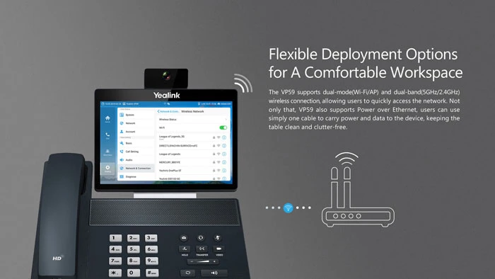 Yealink VP59 cung cấp khả năng ghi âm cuộc gọi HD cục bộ trên ổ USB flash của điện thoại