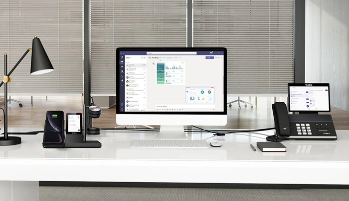 Yealink WH66 hoạt động kết hợp với máy trạm UC (UC Workstation) đa chức năng