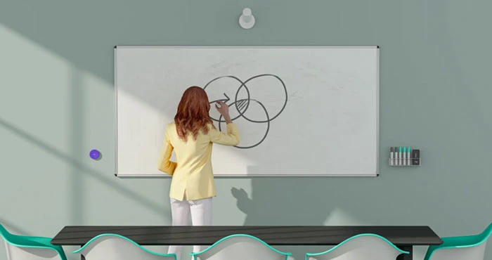 người tham gia có thể xem nội dung trình bày trên bảng trắng "thông qua" người thuyết trình