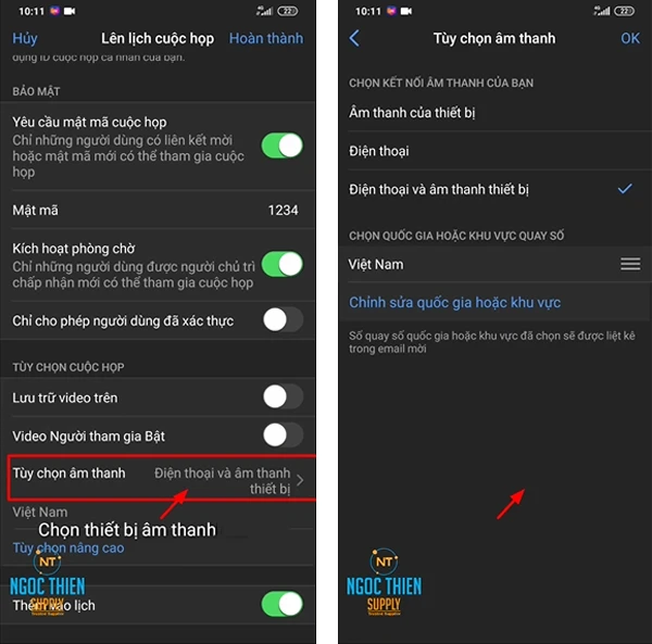 Tùy chọn bật hoặc tắt các chế độ lặp lại, sử dụng ID cuộc họp cá nhân