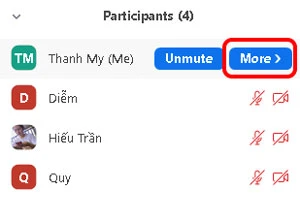 Cách đổi tên trên Zoom khi đang họp/ học trên máy tính