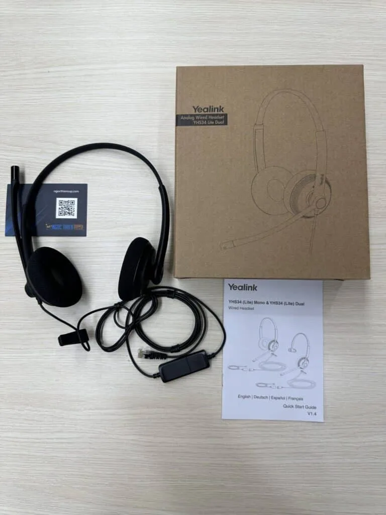 Unbox tai nghe Yealink YHS34 Lite Dual