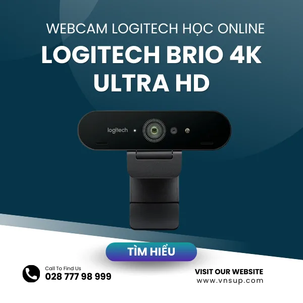 Webcam Logitech học online Brio 4K Ultra HD
