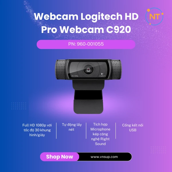 Webcam tốt nhất để ghi lại hội thảo trên web Logitech HD Pro C920