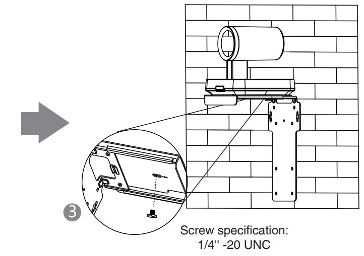 yealink uvc84 đặt trên tường