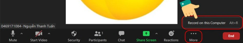 Giao diện ghi lại màn hình trên Zoom nếu dùng tài khoản miễn phí