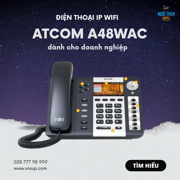 Atcom A48WAC là điện thoại doanh nghiệp cấp quản lý cao cấp 32 tài khoản SIP