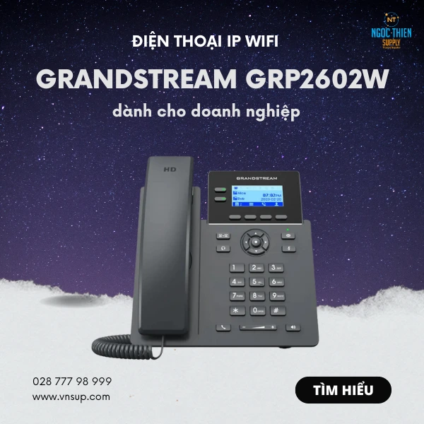 Grandstream GRP2602W là điện thoại IP Phone cao cấp thiết kế cho nhu cầu làm việc tại chỗ và làm việc từ xa