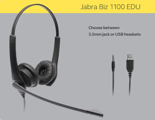 kết nối 3.5mm và usb của jabra 1100 edu
