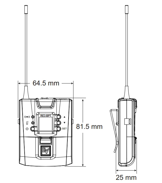 thông số kỹ thuật bodypack re3