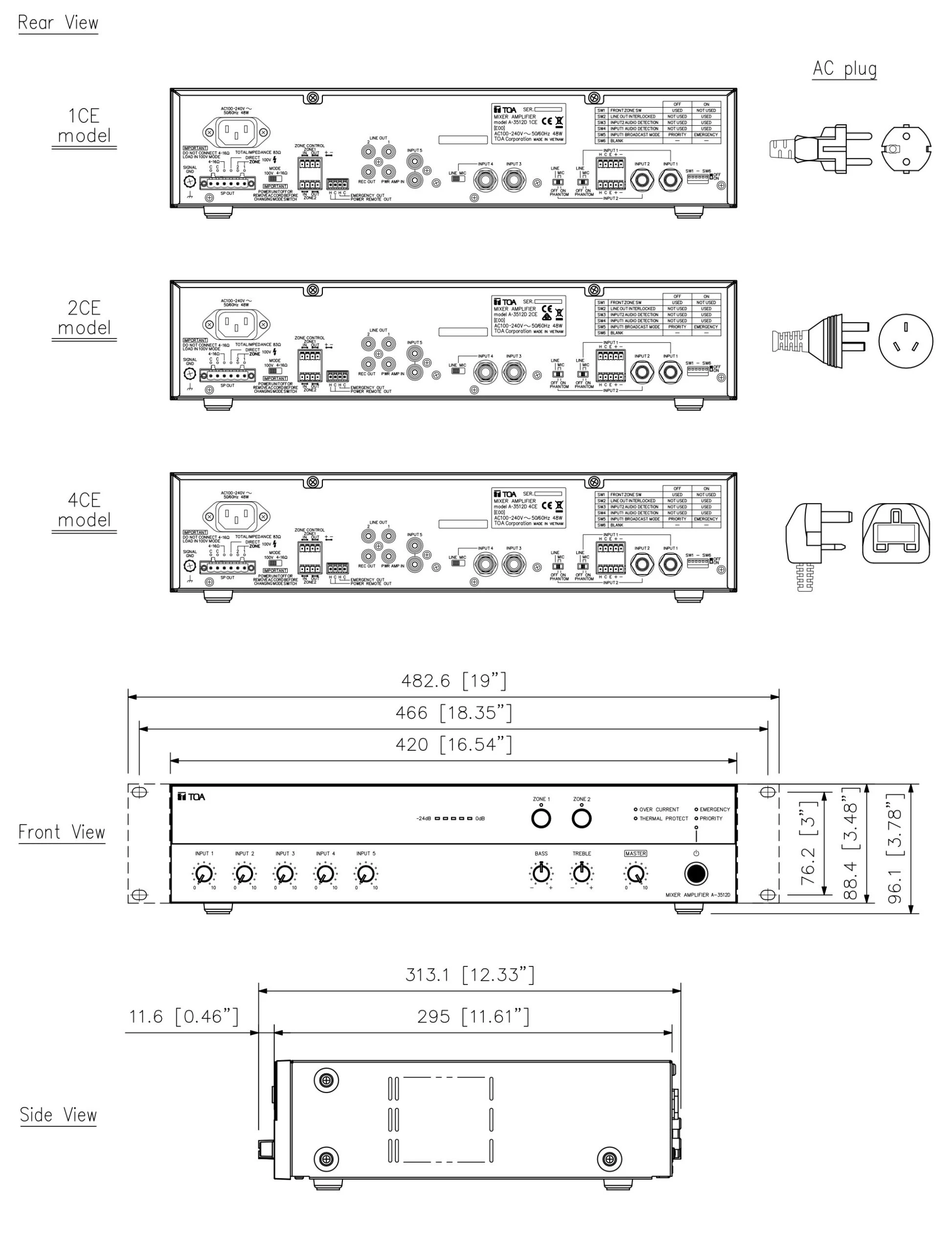Thông số kĩ thuật Amply liền Mixer A-3506D