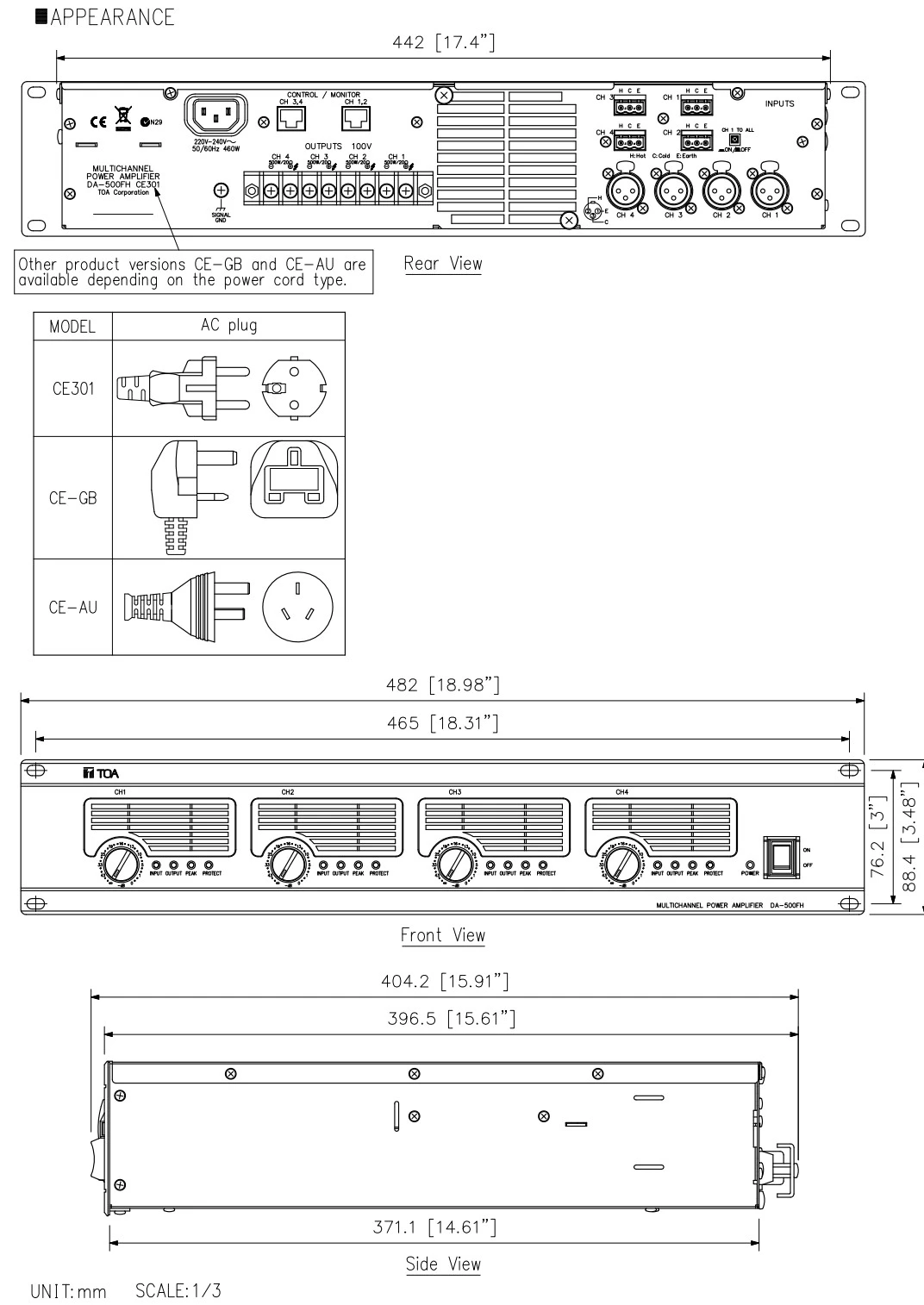 Thông số kĩ thuật DA-500FH CE301