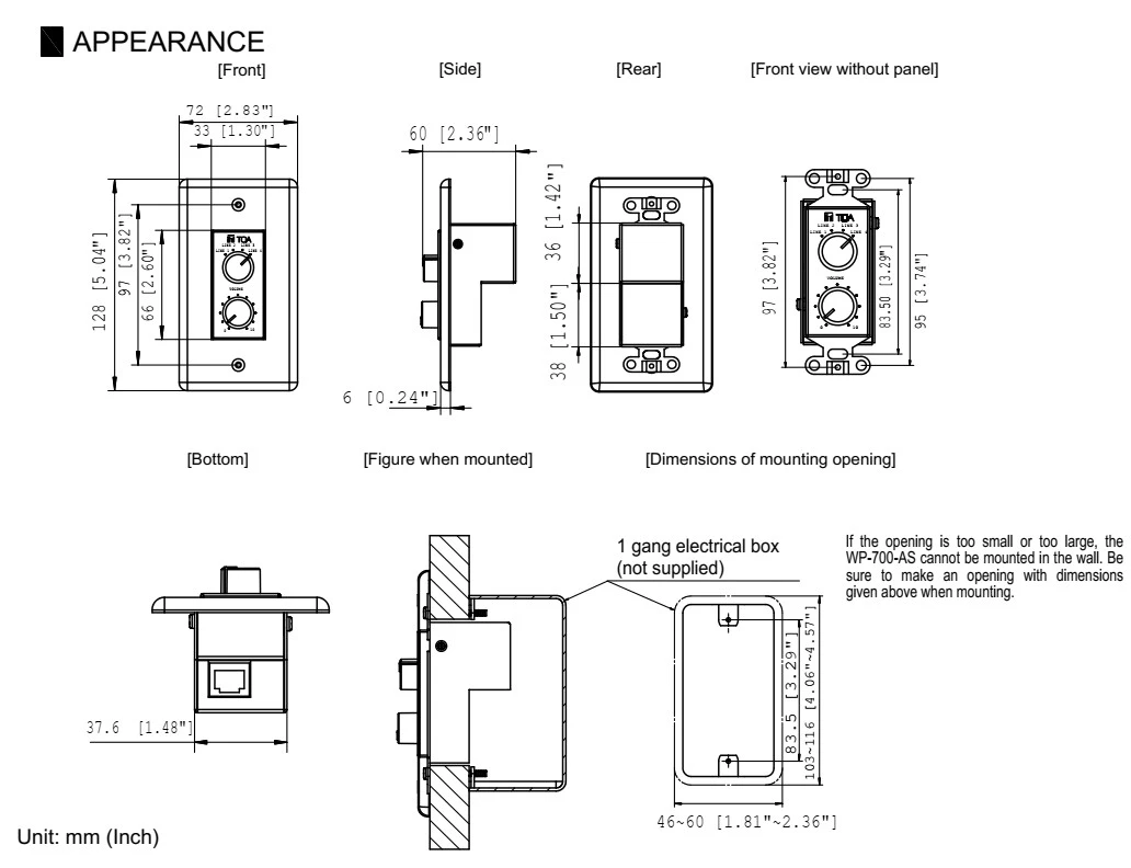 Thông số kĩ thuật WP-700-AS