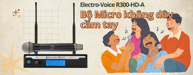 bộ micro không dây cầm tay r300-hd-a