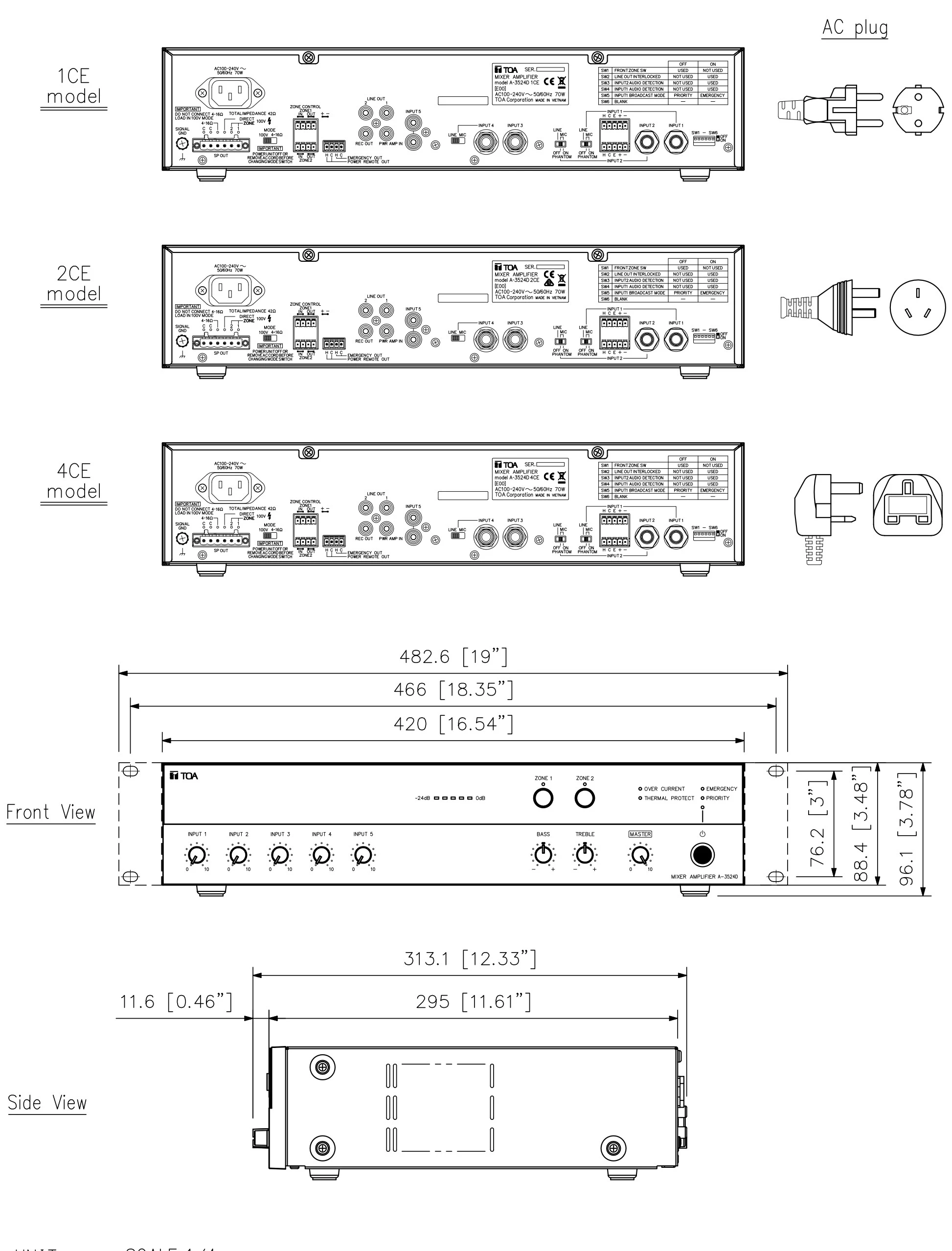 thong so ki thuat Amply liền Mixer A-3524D