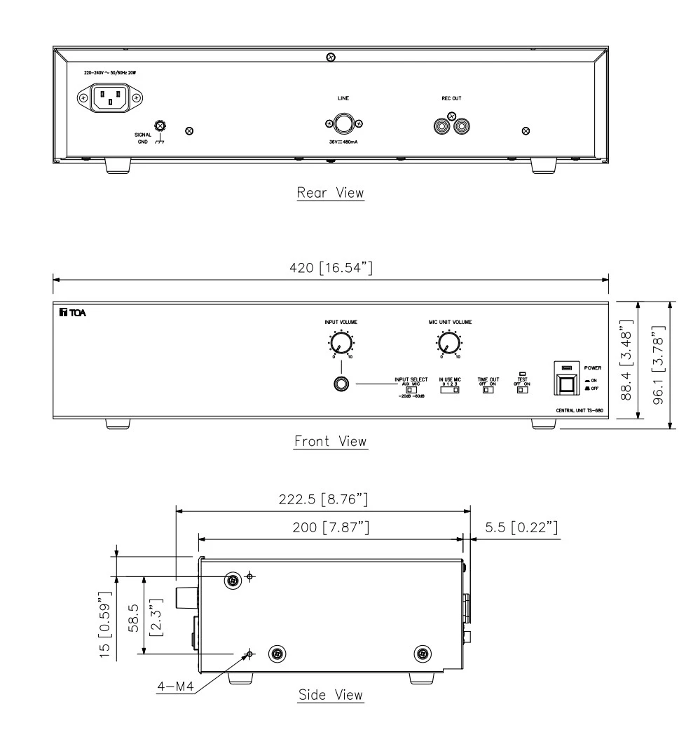 thong so ki thuat TOA TS-680 AS