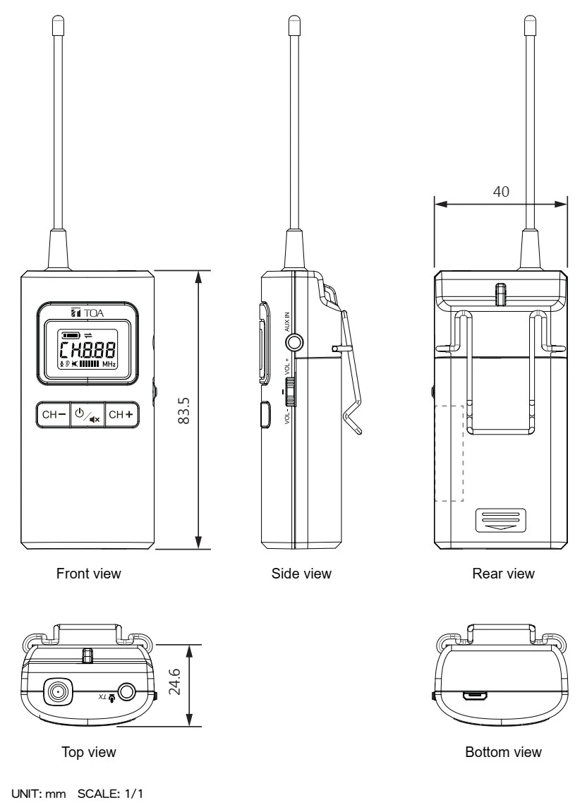 Các mặt của TOA WG-120T
