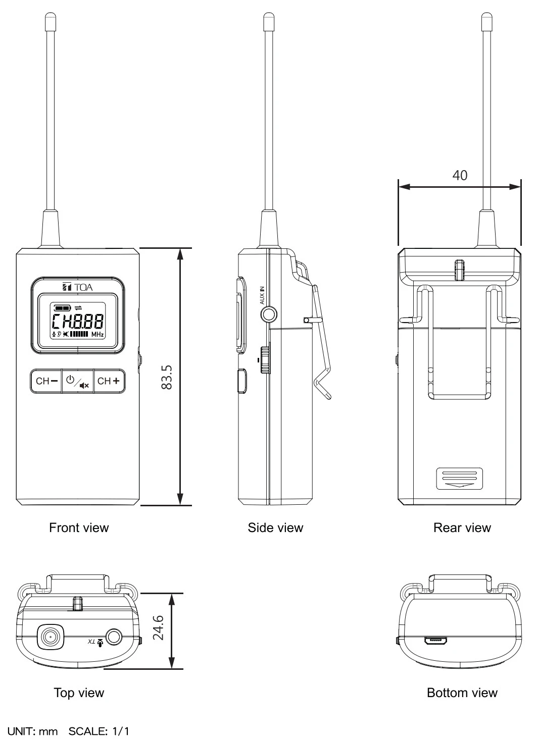 Các mặt của WG-D100T-AS