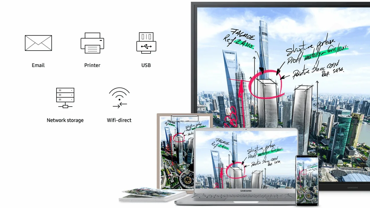 Gửi nội dung tóm tắt nhanh chóng trên Samsung Flip WM85R 85 inch