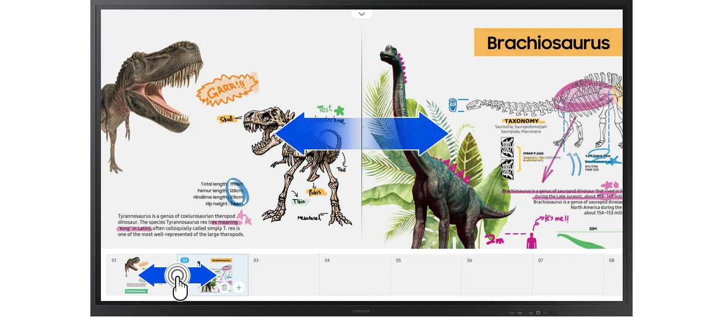 Người dùng có thể cuộn liền mạch qua các trang trên Flip WM85R 85 inch