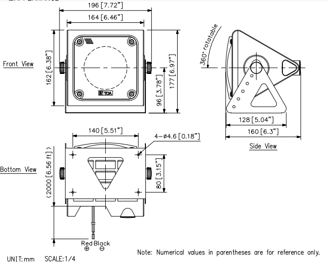 Thông số kĩ thuật TOA BS-4W