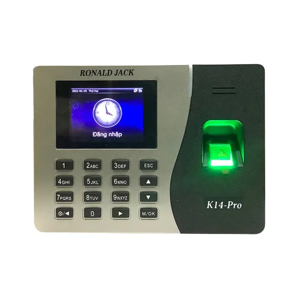 máy chấm công vân tay thẻ từ ronald jack k14 pro