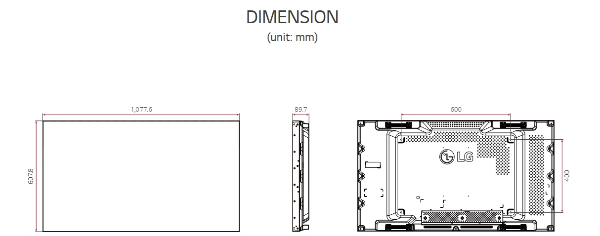 Kích thước màn hình ghép LG 49VL5G-M