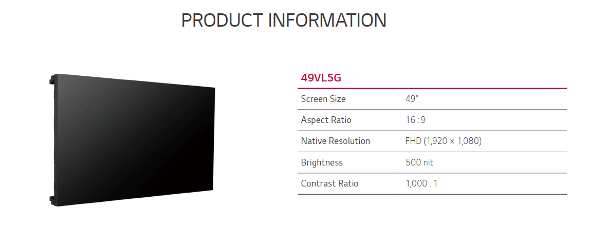 Thông tin sản phẩm màn hình LG 49VL5G