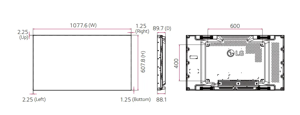 Kích thước LG 49VL5PF