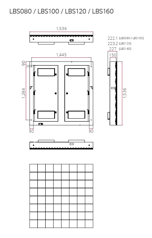 Thông số kĩ thuật màn hình LBS các mã P.800, P10.67, P12.00, P16.00