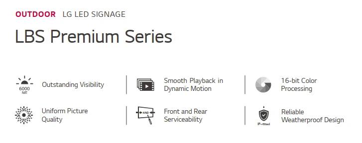 Tính năng dòng màn hình LED LG LBS ngoài trời