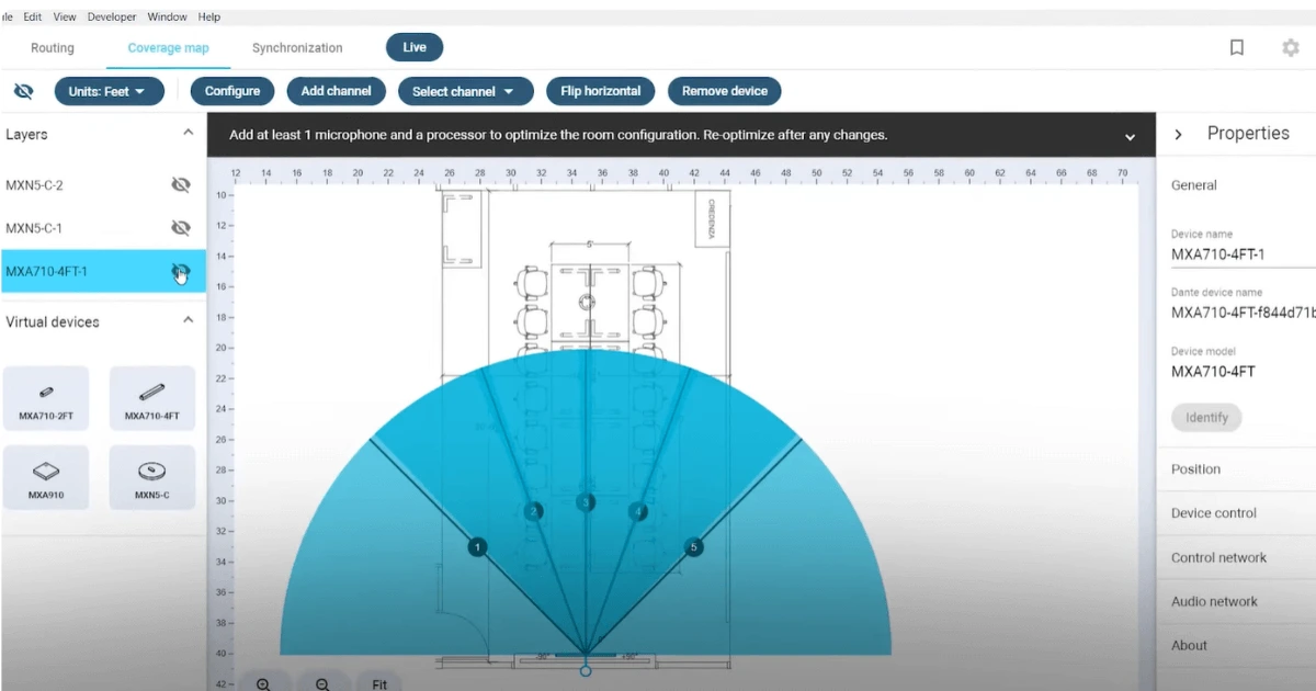 Shure MXN5W-C quản lý tập trung bằng phần mềm