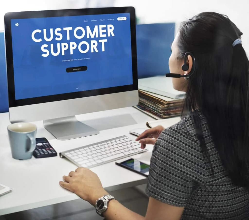 Customer care webpage interface word