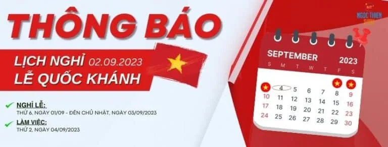 Ngọc Thiên thông báo lịch nghỉ lễ Quốc Khánh 292023
