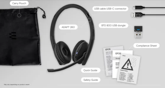Trong hộp tai nghe EPOS ADAPT 260 có gì